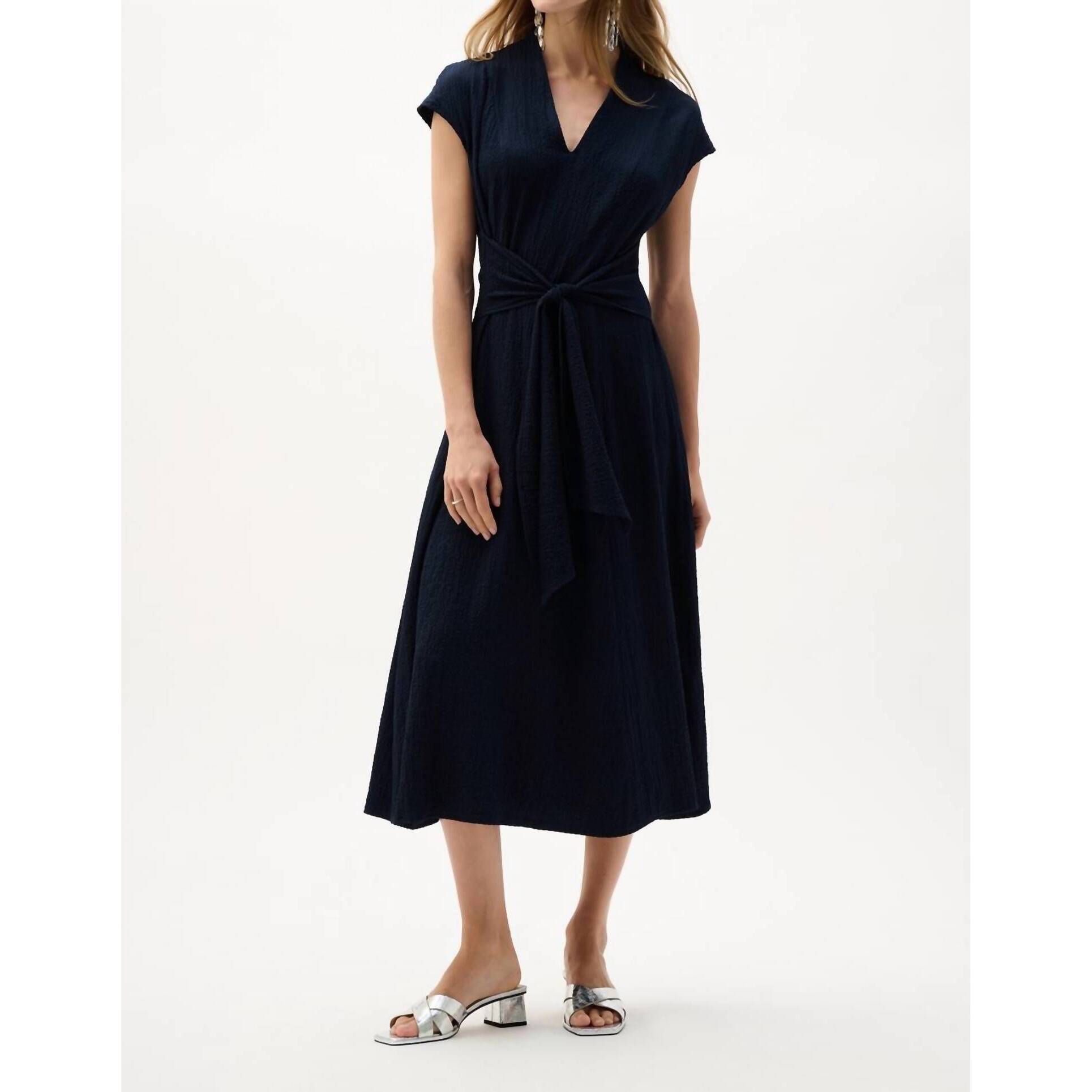 New Joseph Ribkoff Belted V Neck Dress In Midnight Blue